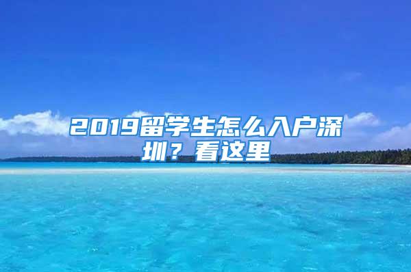 2019留学生怎么入户深圳？看这里