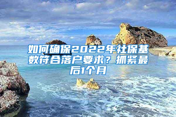 如何确保2022年社保基数符合落户要求？抓紧最后1个月