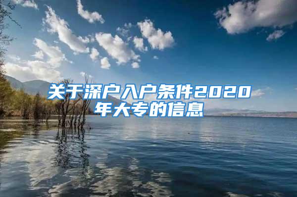 关于深户入户条件2020年大专的信息