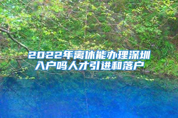 2022年离休能办理深圳入户吗人才引进和落户