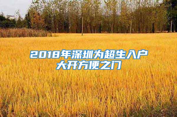 2018年深圳为超生入户大开方便之门