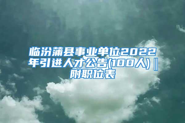 临汾蒲县事业单位2022年引进人才公告(100人)‖附职位表