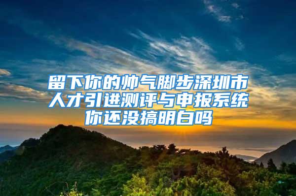 留下你的帅气脚步深圳市人才引进测评与申报系统你还没搞明白吗