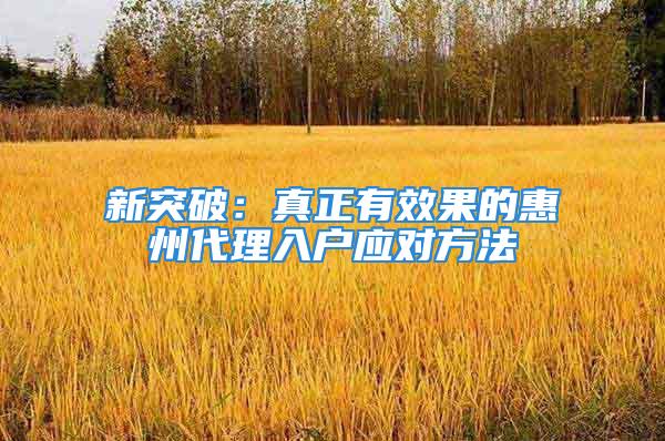 新突破：真正有效果的惠州代理入户应对方法