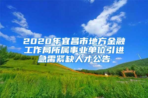 2020年宜昌市地方金融工作局所属事业单位引进急需紧缺人才公告