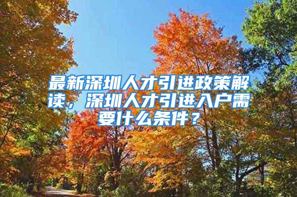 最新深圳人才引进政策解读，深圳人才引进入户需要什么条件？