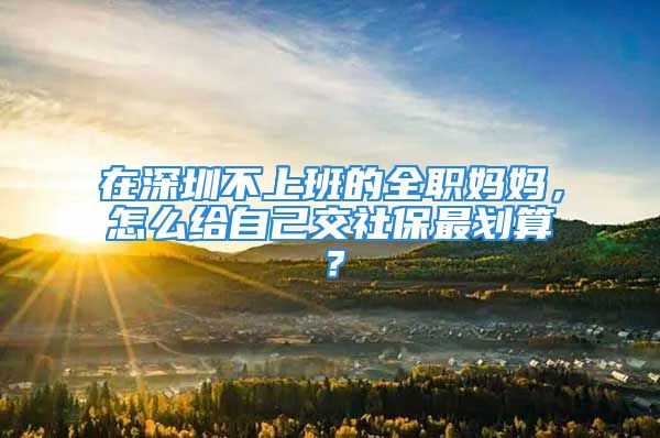 在深圳不上班的全职妈妈，怎么给自己交社保最划算？